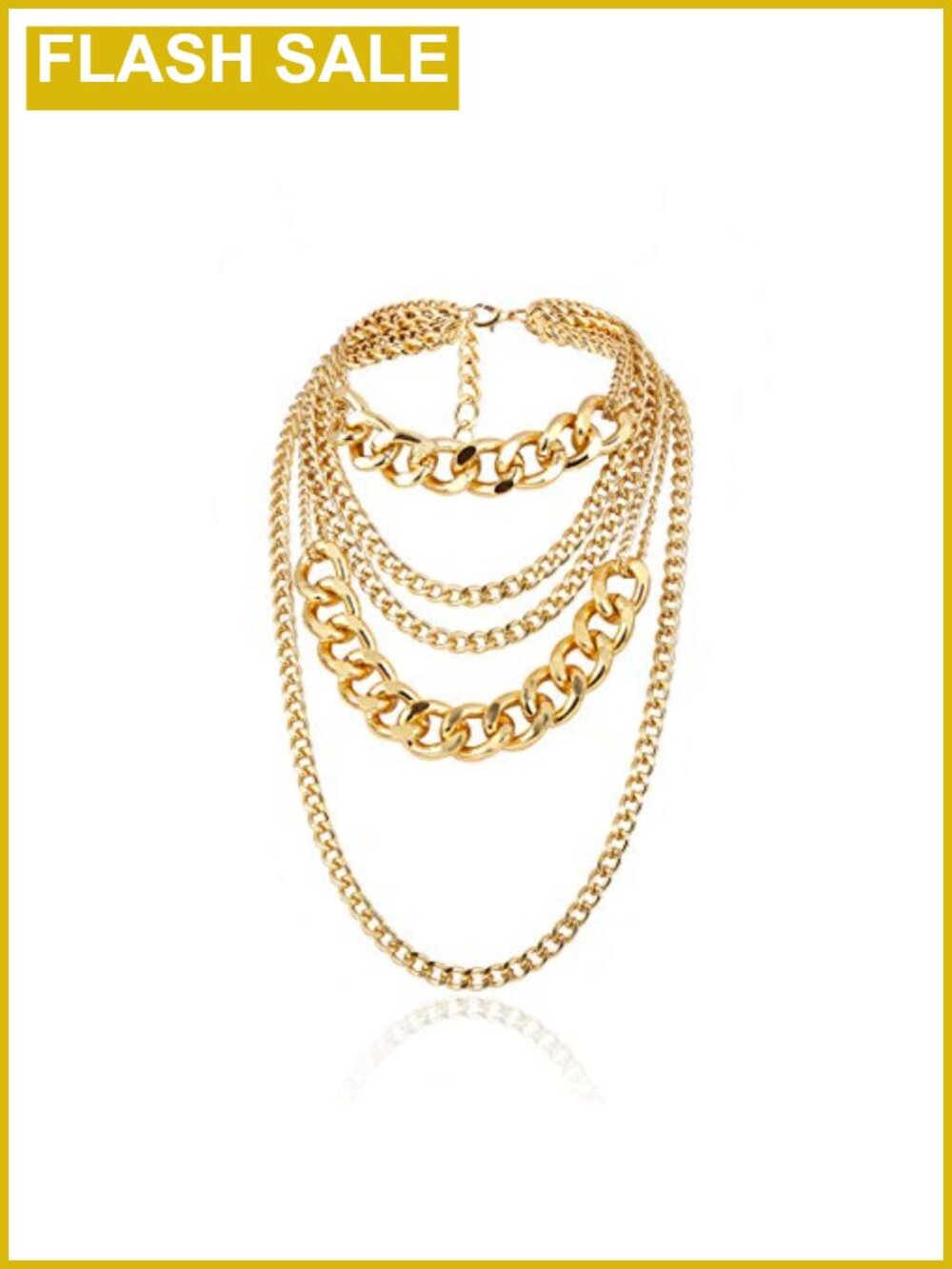 Chunky Gold Plated Chain Necklace for Women Layered Cuban Link Statement